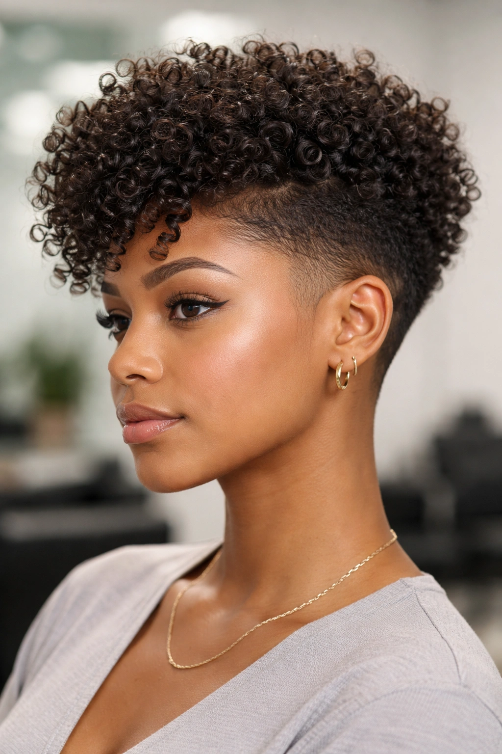 Textured fade on 3C curls showing movement and definition.