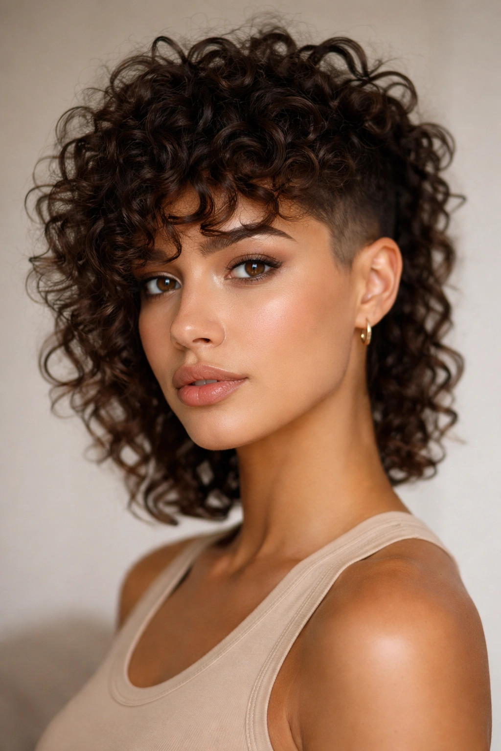 12 Short Curly Cuts With Face Framing Layers 10 Textured curly top with a soft fade hairstyle