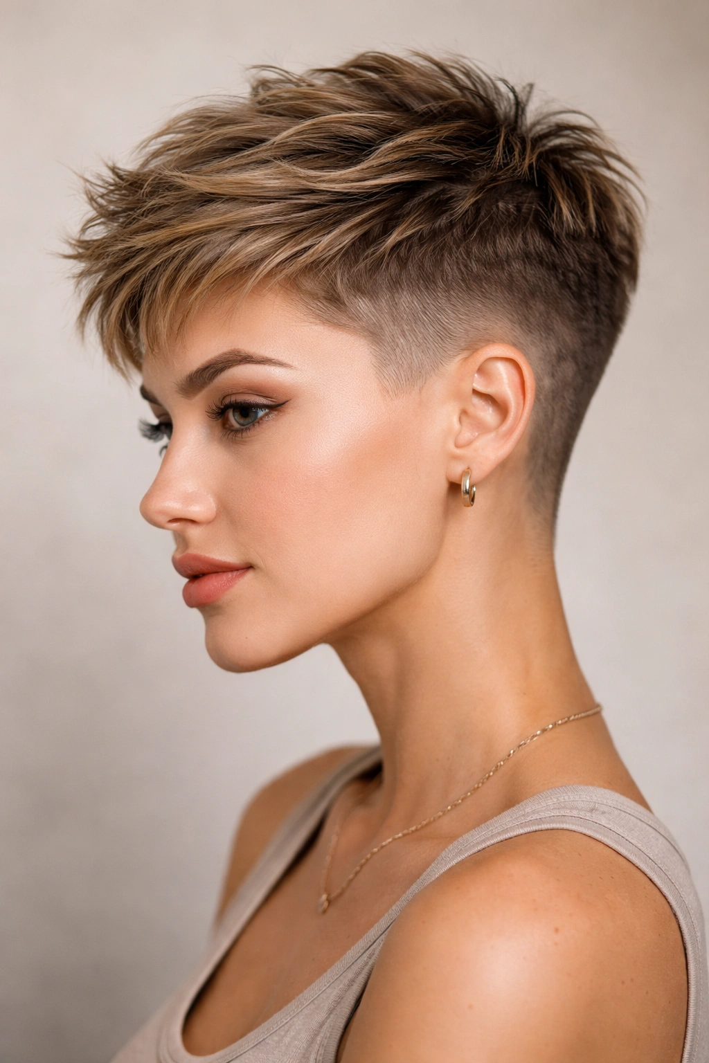Portrait of a pixie with a gradual fade and textured top.