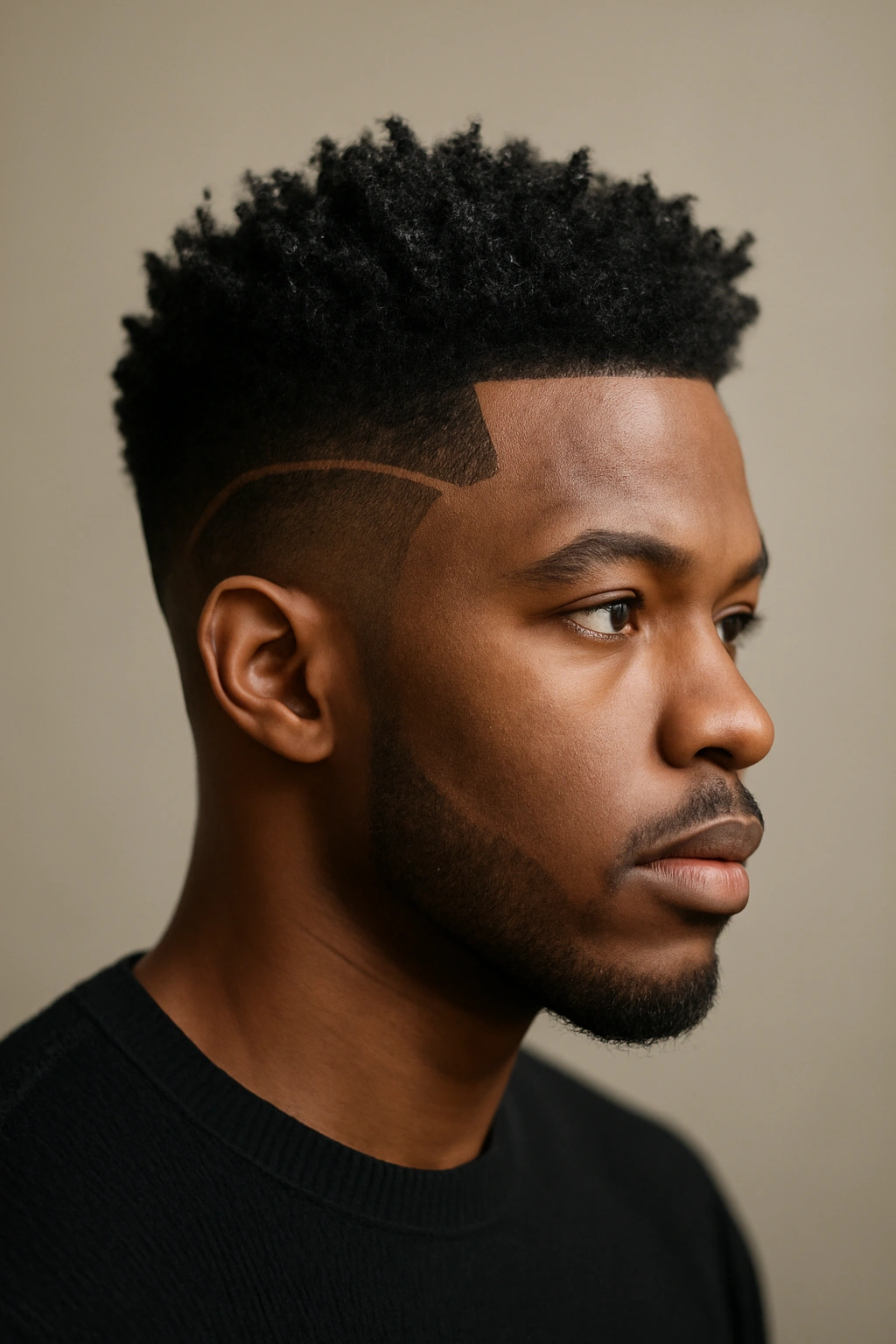 12 Short Weave Hairstyles Black Women Are Loving 12 Portrait of The Textured Fade With Sculpted Edges showing precise side lines and textured top.