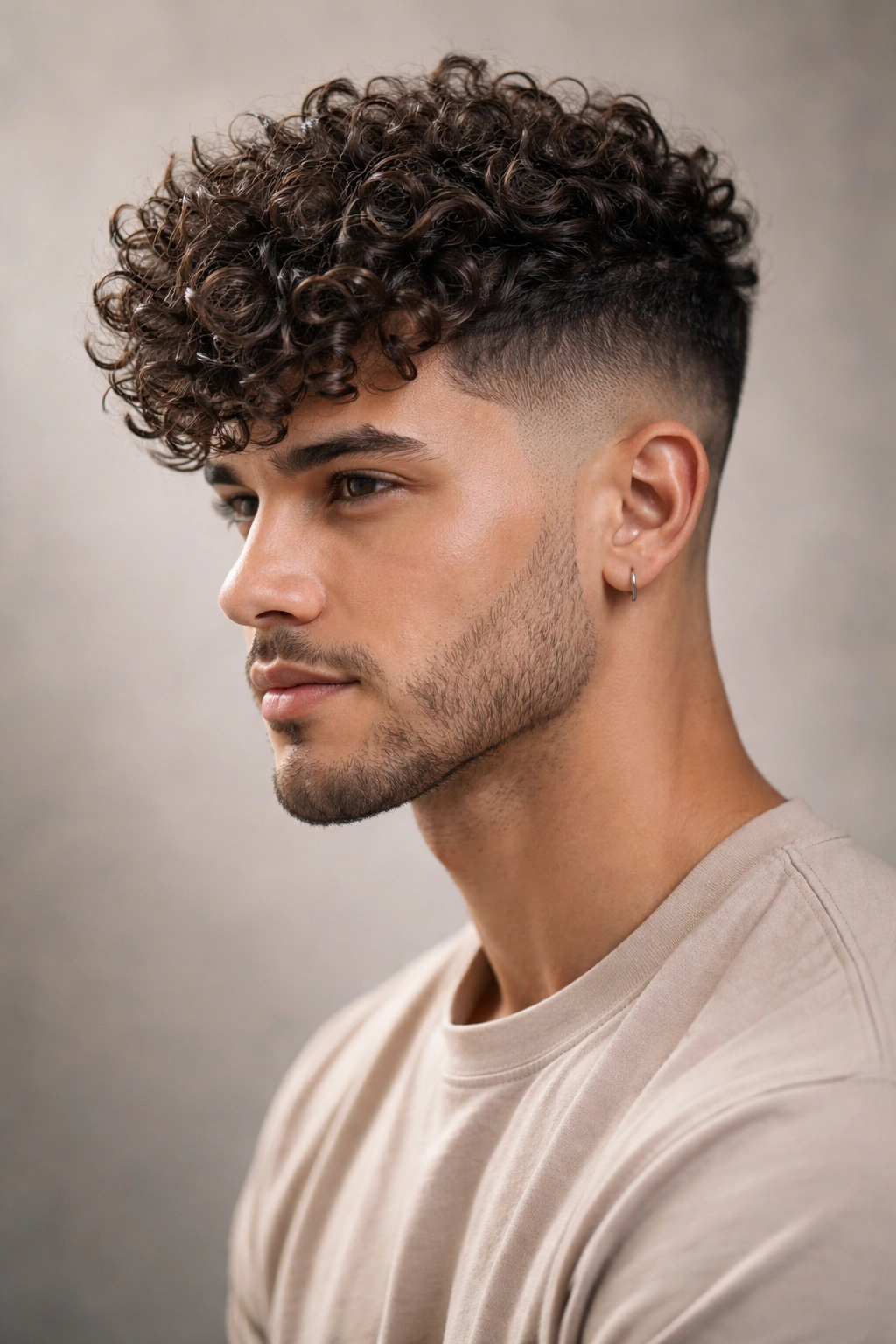 Portrait showing a textured top with volume and a smooth fade on the sides