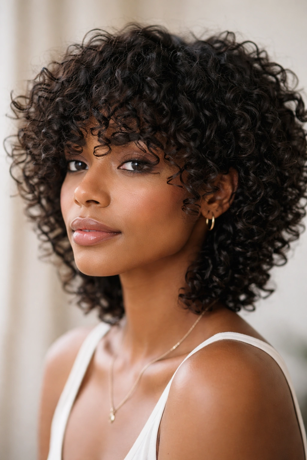 20 Short Natural Hairstyles You Ll Want To Try 20 Close-up of textured fringe with face-framing curls forming a curtain at the front