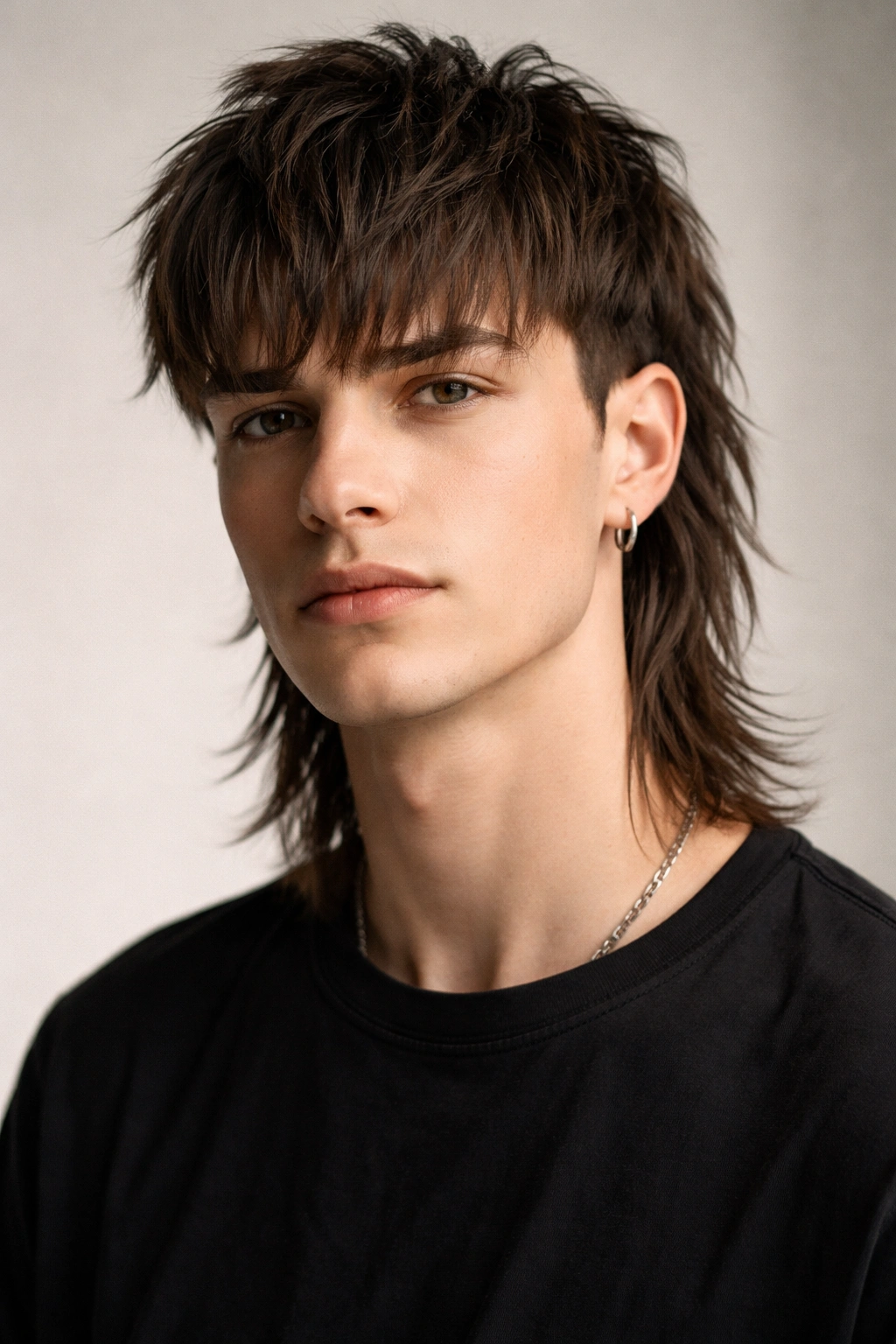 12 Straight Hair Mullet Cuts That Actually Work 4 Portrait of textured fringe mullet with choppy fringe and longer back
