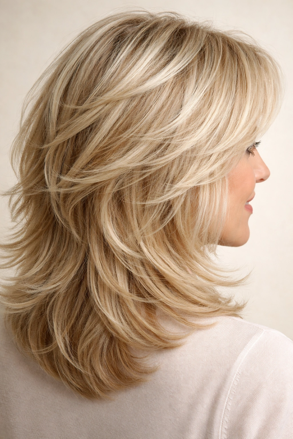 Fine hair with textured layers for added volume.