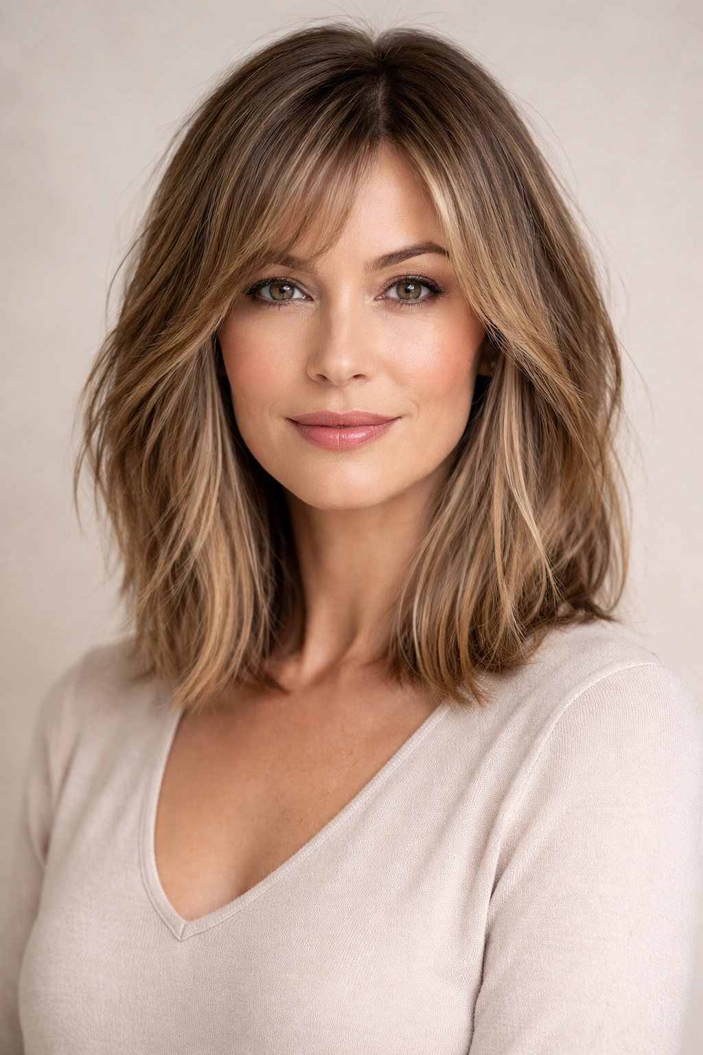 Textured lob with blunt ends showing fullness and movement