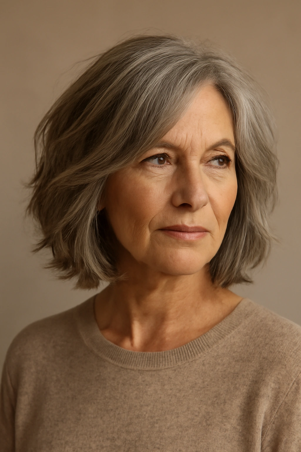 15 Youthful Hairstyles For Women Over 60 5 Portrait of a textured long bob with subtle layers