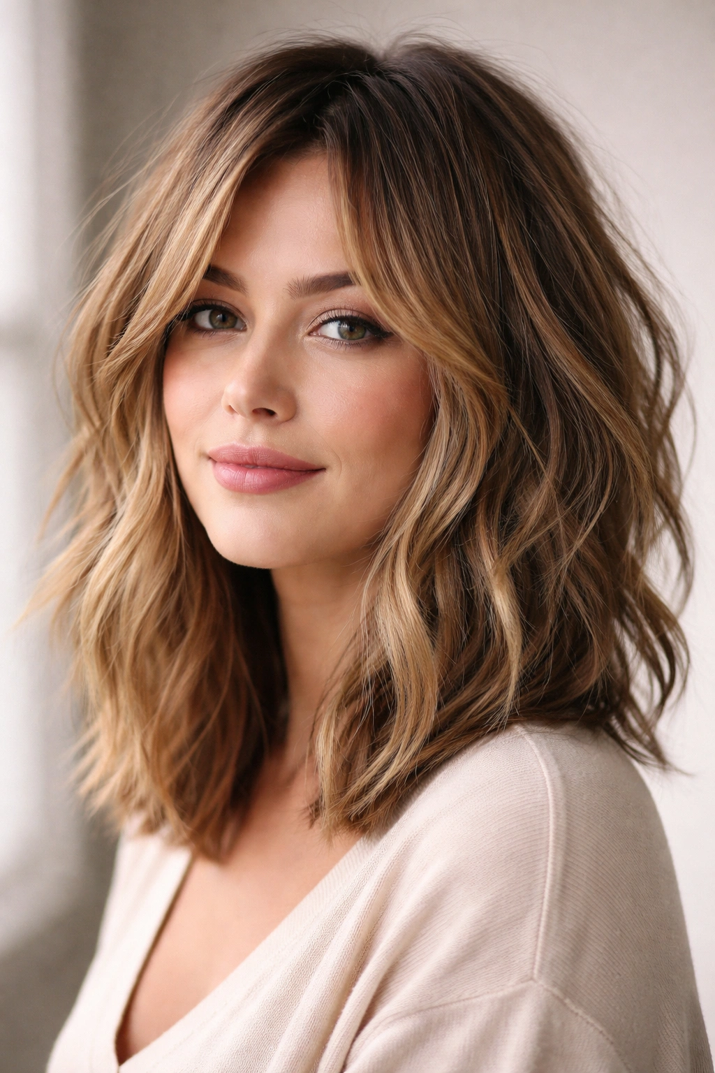 15 Hairstyles For Round Faces You Ll Want To Copy 2 Shoulder-length textured lob with choppy layers