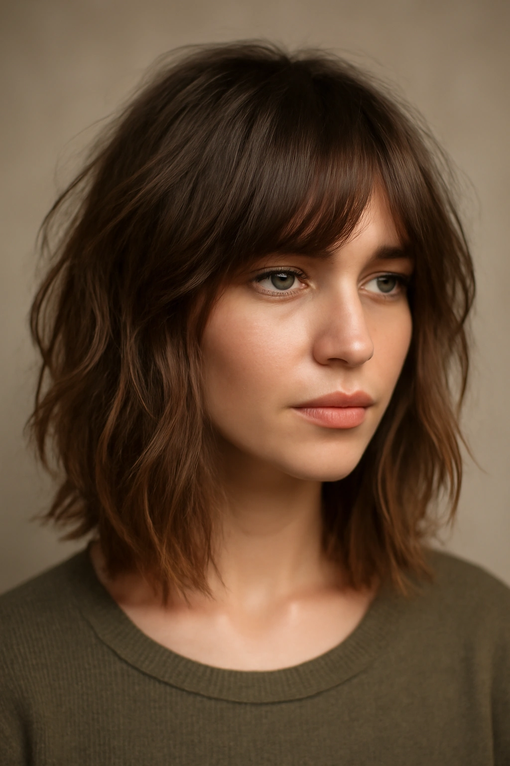 25 Medium Haircuts You’ll Want to Try Immediately 8 Shoulder-length textured lob with longer bangs and undone waves