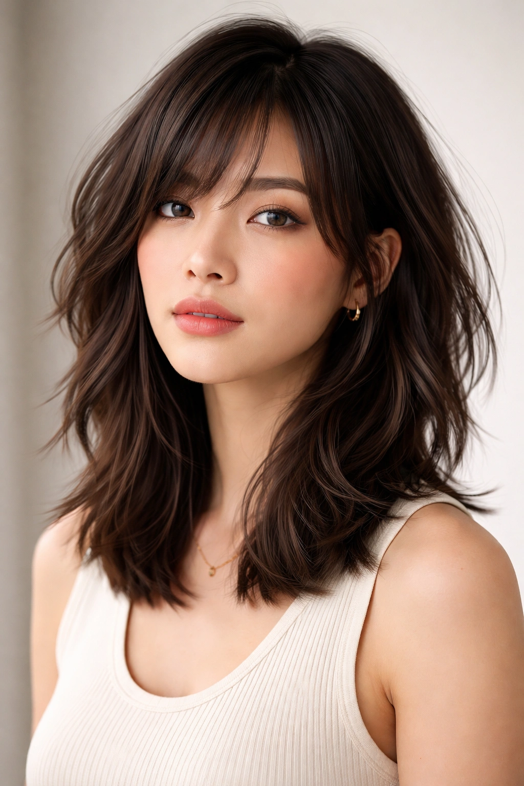 15 Asian Hairstyles Women Can T Stop Pinning 5 Textured lob with choppy layers for added volume