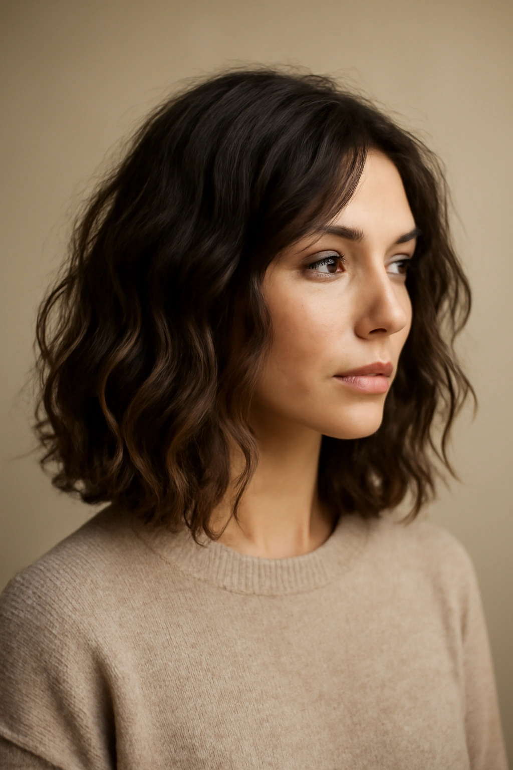 15 Wash and Wear Haircuts by Hair Texture 5 Textured long bob with loose waves and internal layers