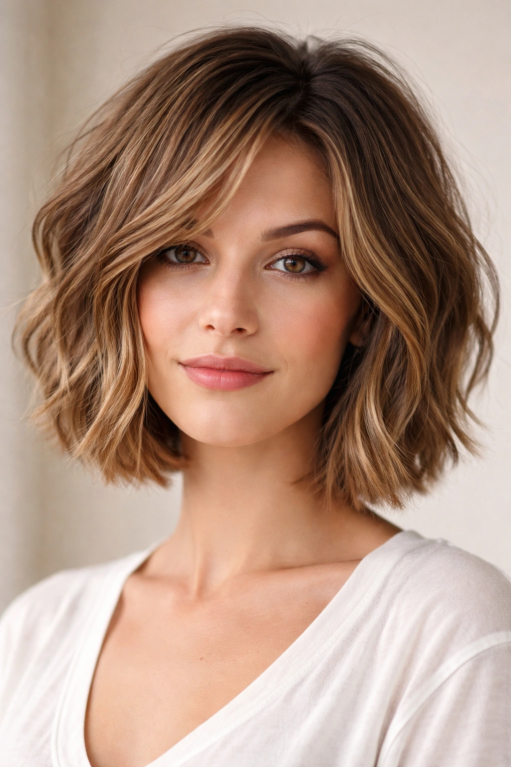 10 Fine Wavy Hairstyles For A Much Fuller Look 6 Close-up of textured medium bob with crown lift and angled front pieces