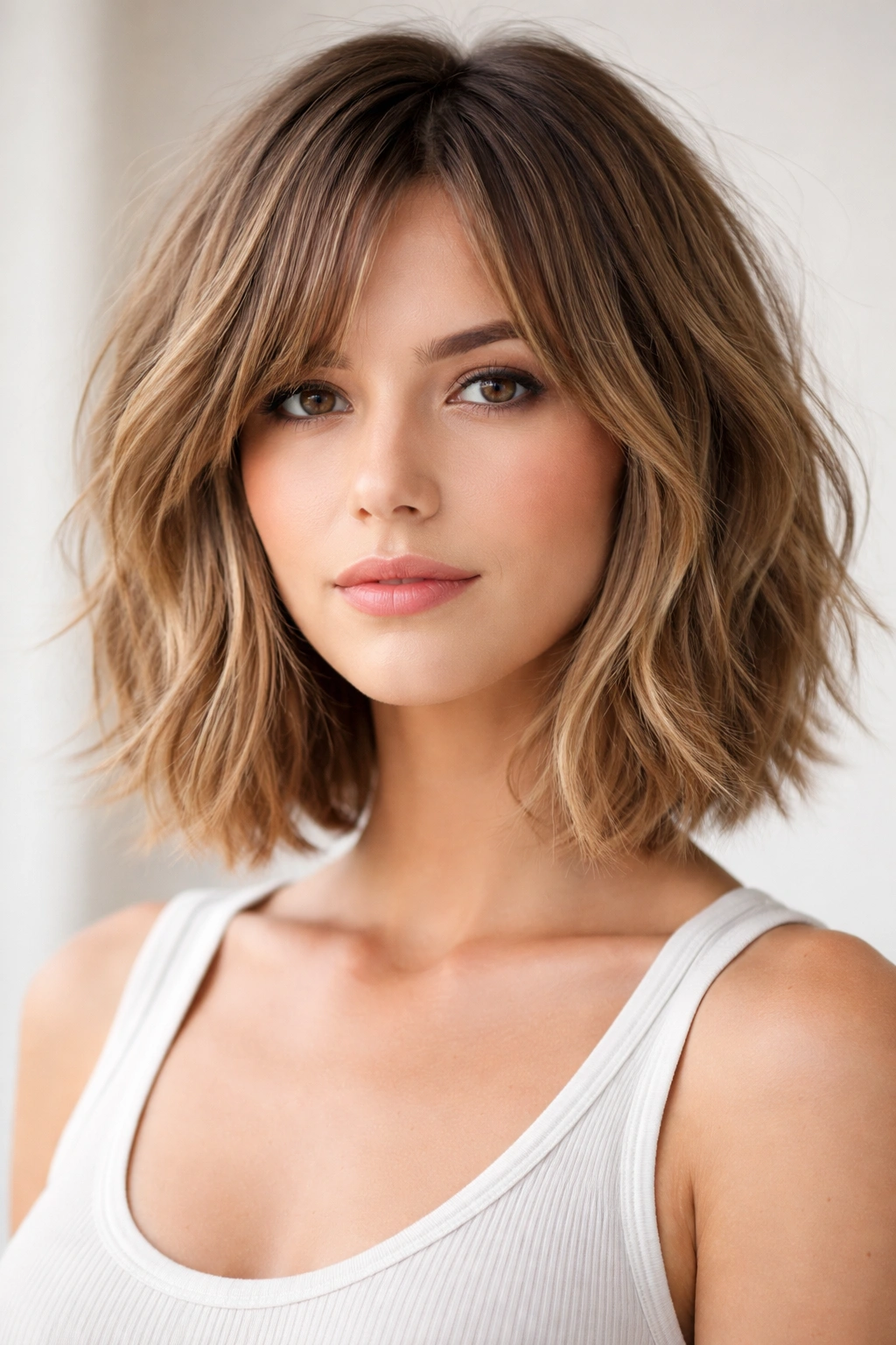 25 Haircut Styles Trending For Women This Season 25 Close-up of a textured medium bob with choppy layers and volume