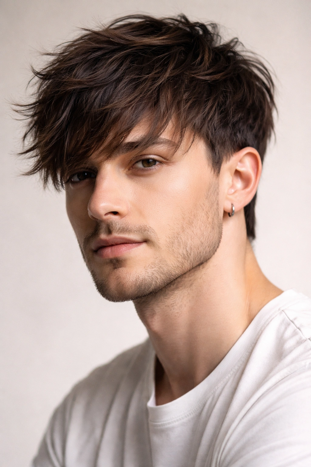 Portrait of a man with textured mid-length crop hairstyle
