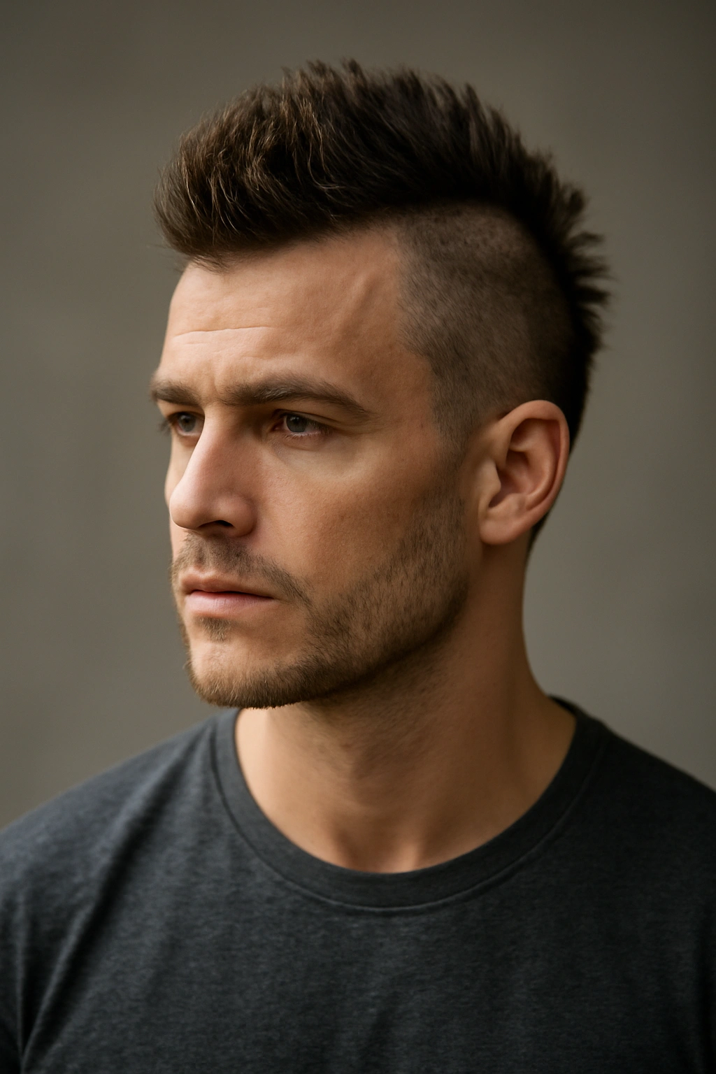 25 Short Hairstyles That Will Instantly Upgrade Your Look 24 Front view of a subtle textured Mohawk showing a defined center ridge