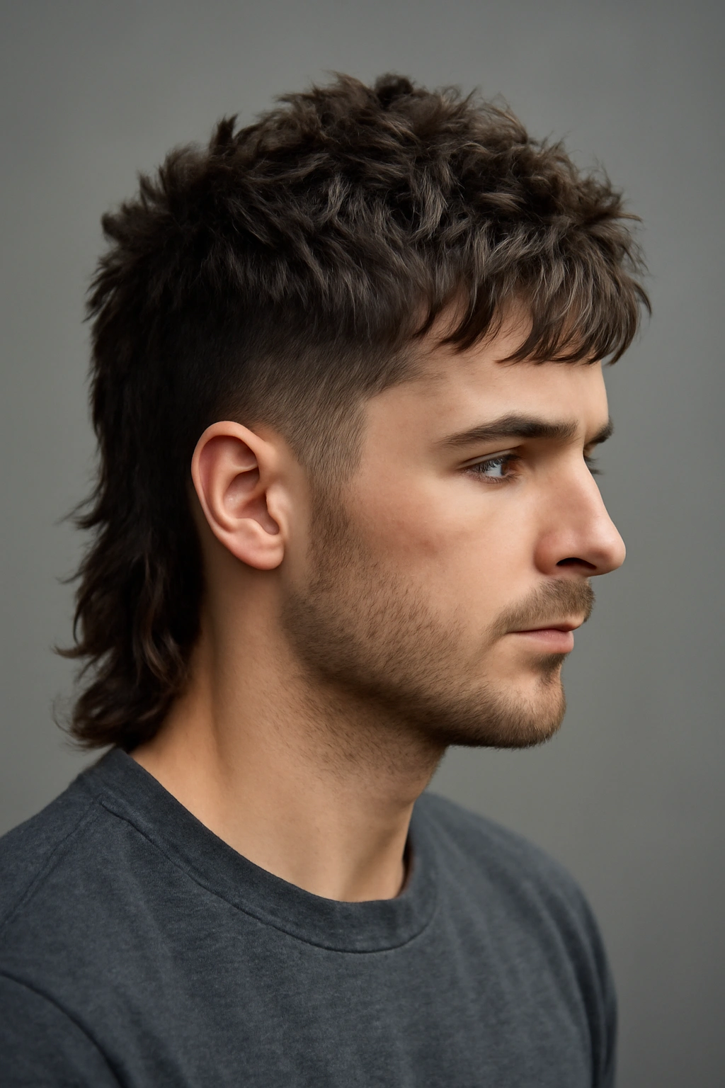 10 Mullet Haircuts That Suit Thick Heavy Hair 1 Close-up of textured modern mullet with short sides and layered top on thick hair