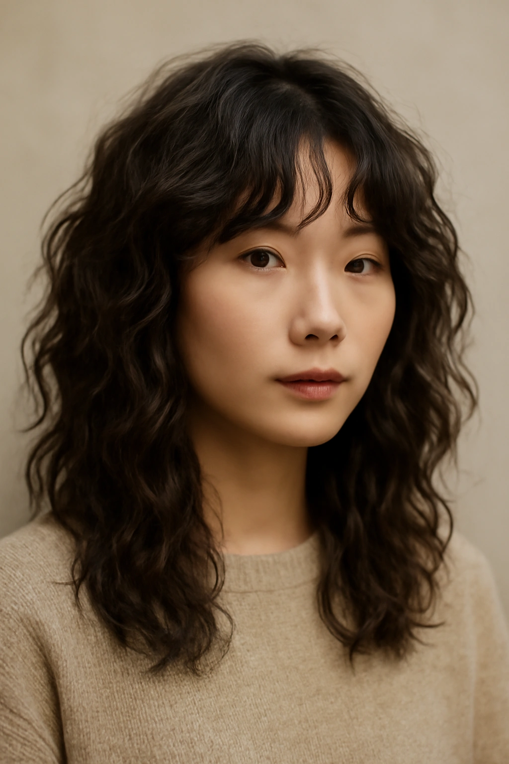 15 Korean Hairstyles Women Are Copying Right Now 5 Textured perm with face-framing layers showing different wave patterns.