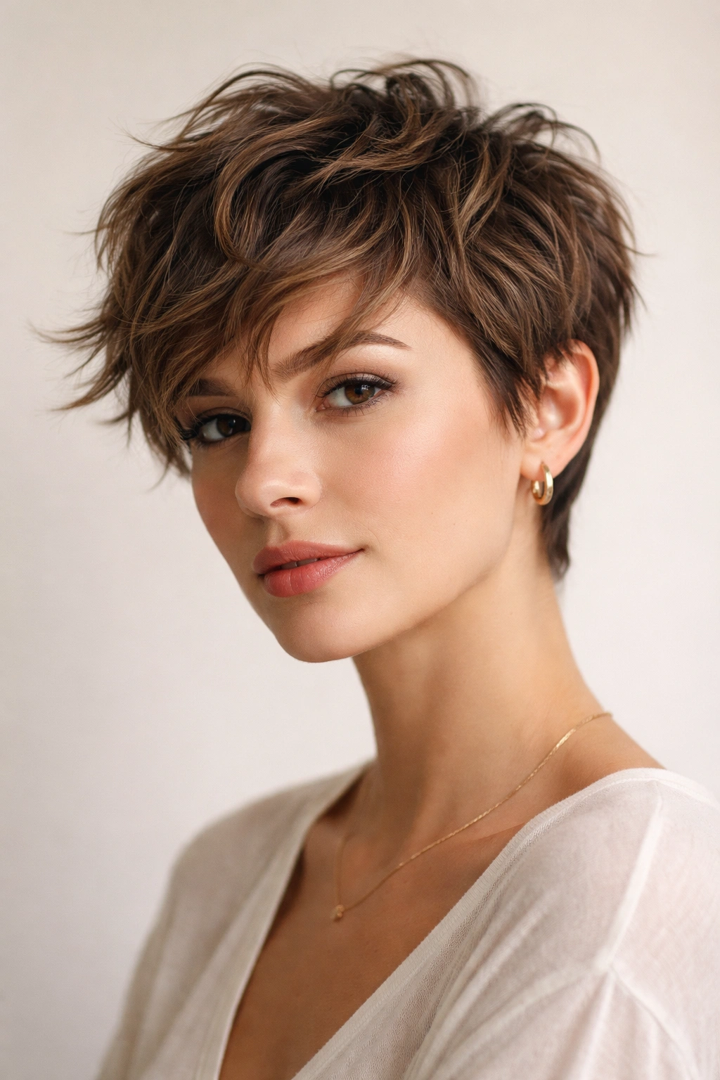 10 Wavy Pixie Cuts That Almost Style Themselves 2 Close-up of a pixie with textured piece-y layers and visible strand separations