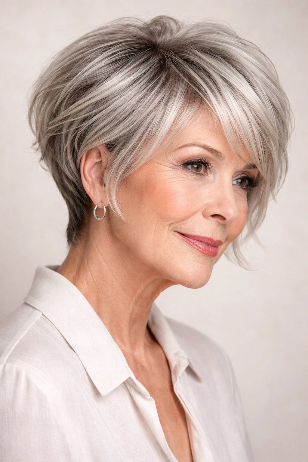 Short textured back with longer front pieces pixie bob combo