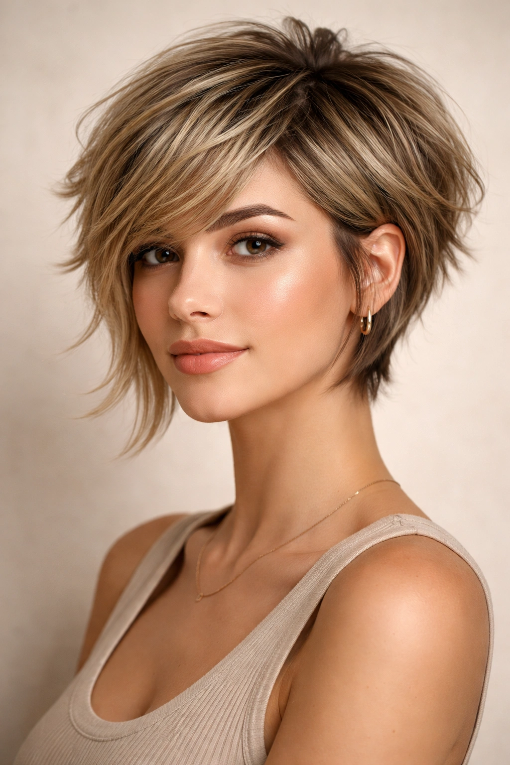 12 Short Layered Cuts For Added Volume And Shape 1 Textured pixie bob hairstyle with face-framing pieces and lifted crown.