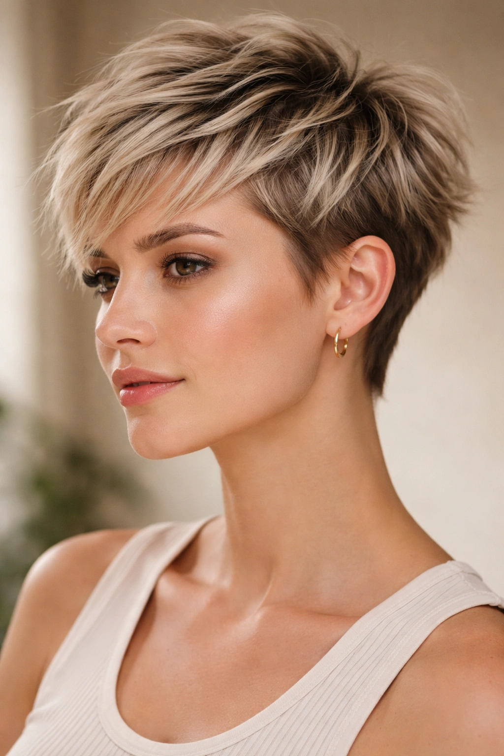 12 Short Pixie Cuts For Truly Low Maintenance 2 Close-up of a textured pixie with choppy layers