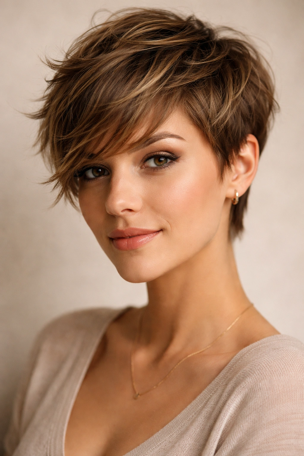 10 Wavy Pixie Cuts That Look Totally Effortless 1 Close-up of Textured Choppy Pixie with Side Sweep showing choppy layers and side-framed fringe