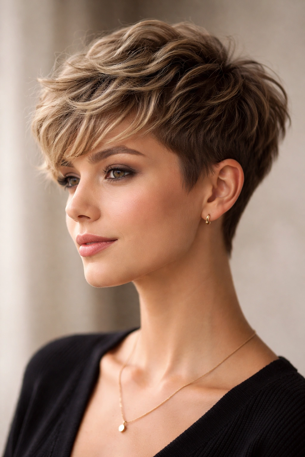10 Haircuts For Fine Wavy Hair That Hold Shape 5 Frontal view of The Textured Pixie Crop showing longer textured top