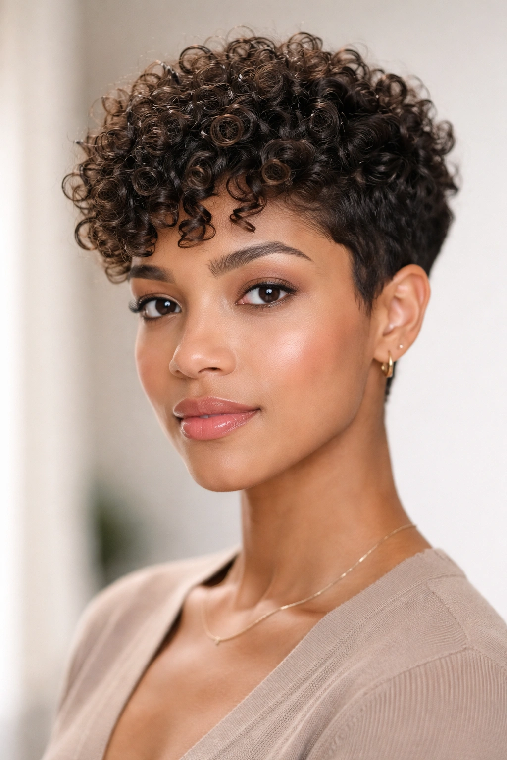 20 Curly Haircuts Broken Down By Curl Type 3 Textured pixie cut on 3A-3C curls with defined curls and tapered sides