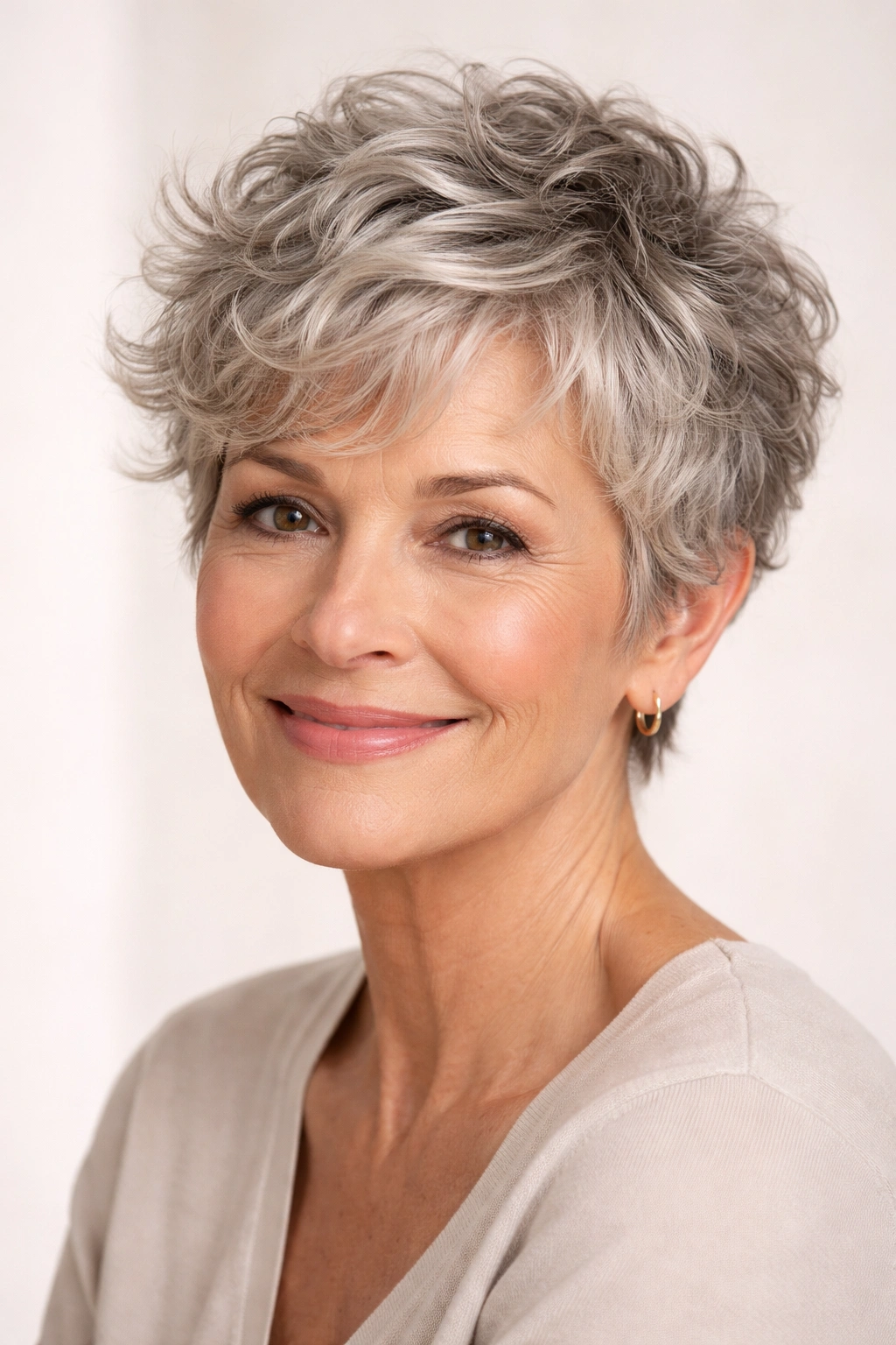 Close-up of a textured pixie cut with soft layers
