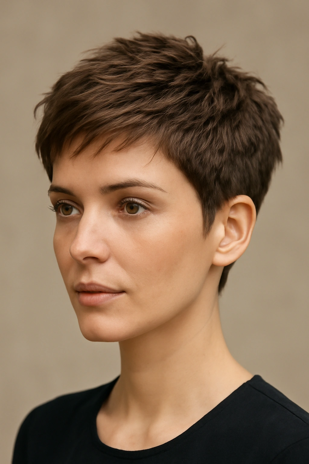10 Polished Short Hairstyles for Any Formal Event 2 Close-up of textured pixie cut with layered top