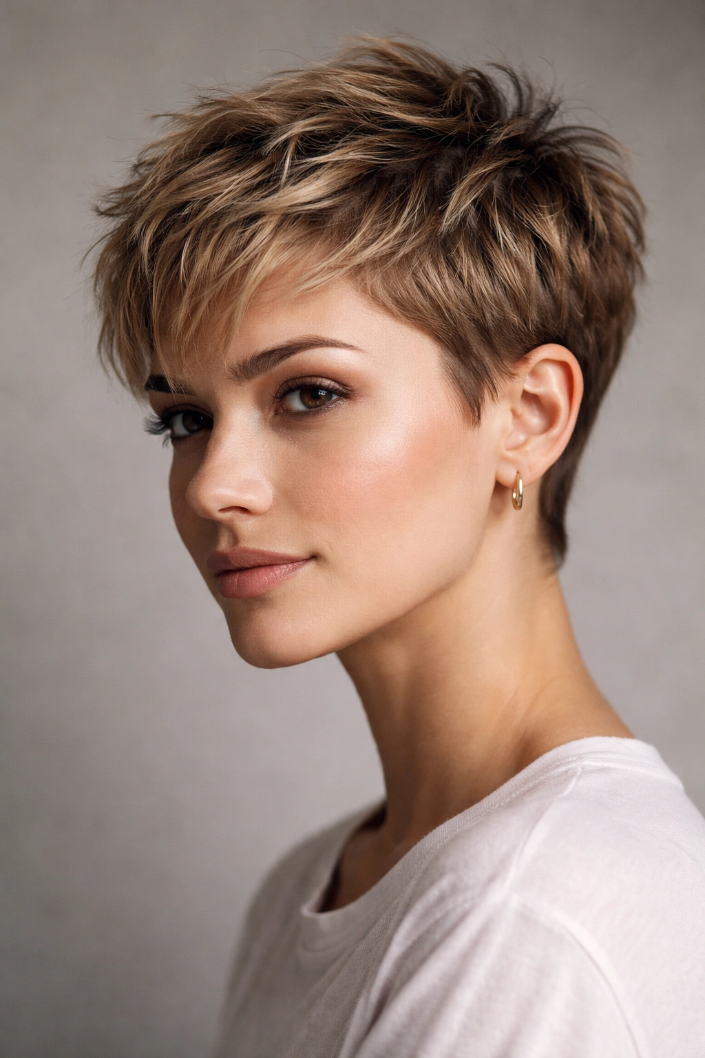 30 Pixie Cuts For Women Who Hate Fussing 1 Close-up of a textured pixie crop with short sides and choppy top