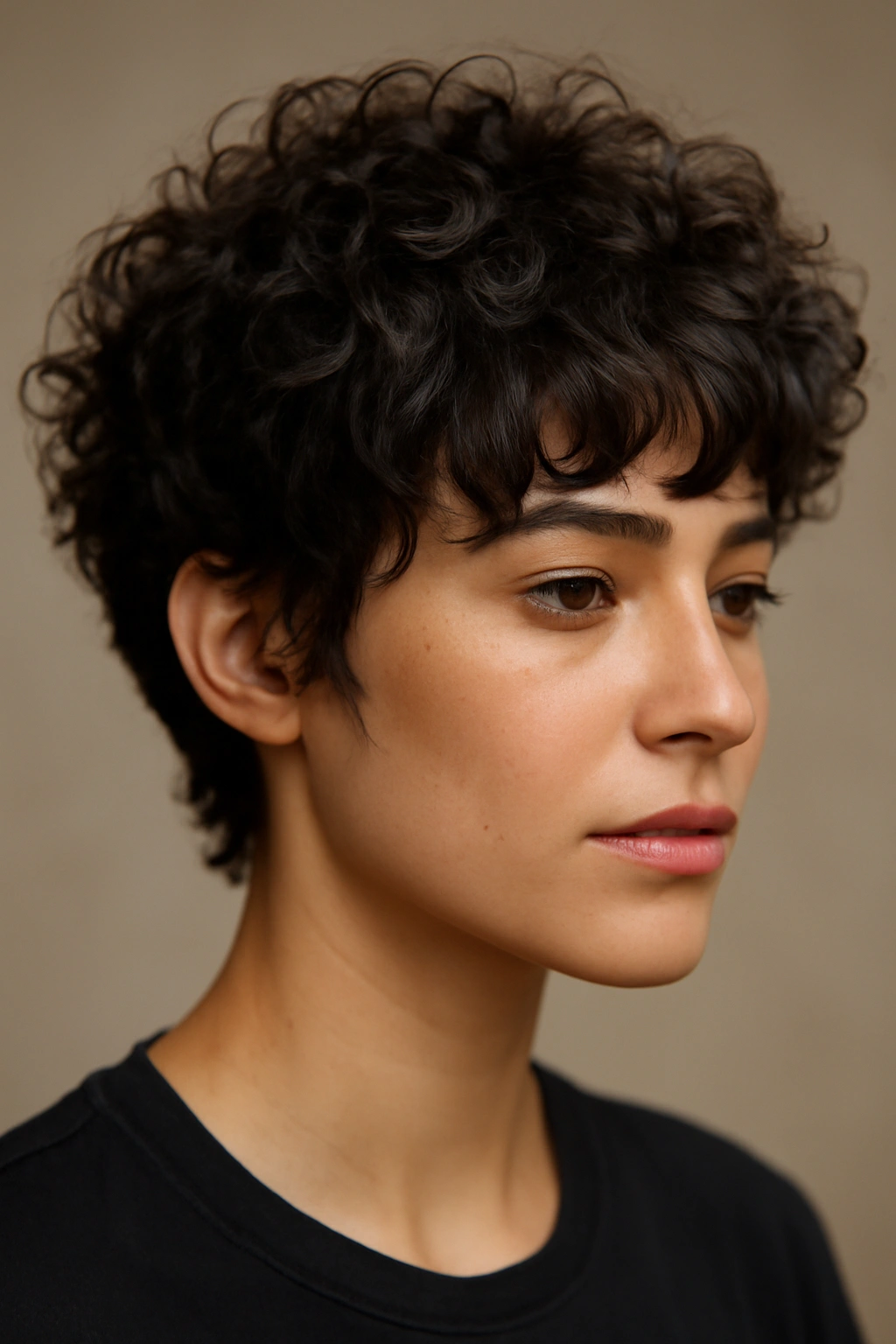 10 Curly Fringe Styles That Frame Your Face Perfectly 5 Textured pixie fringe with piecey layers on curly hair