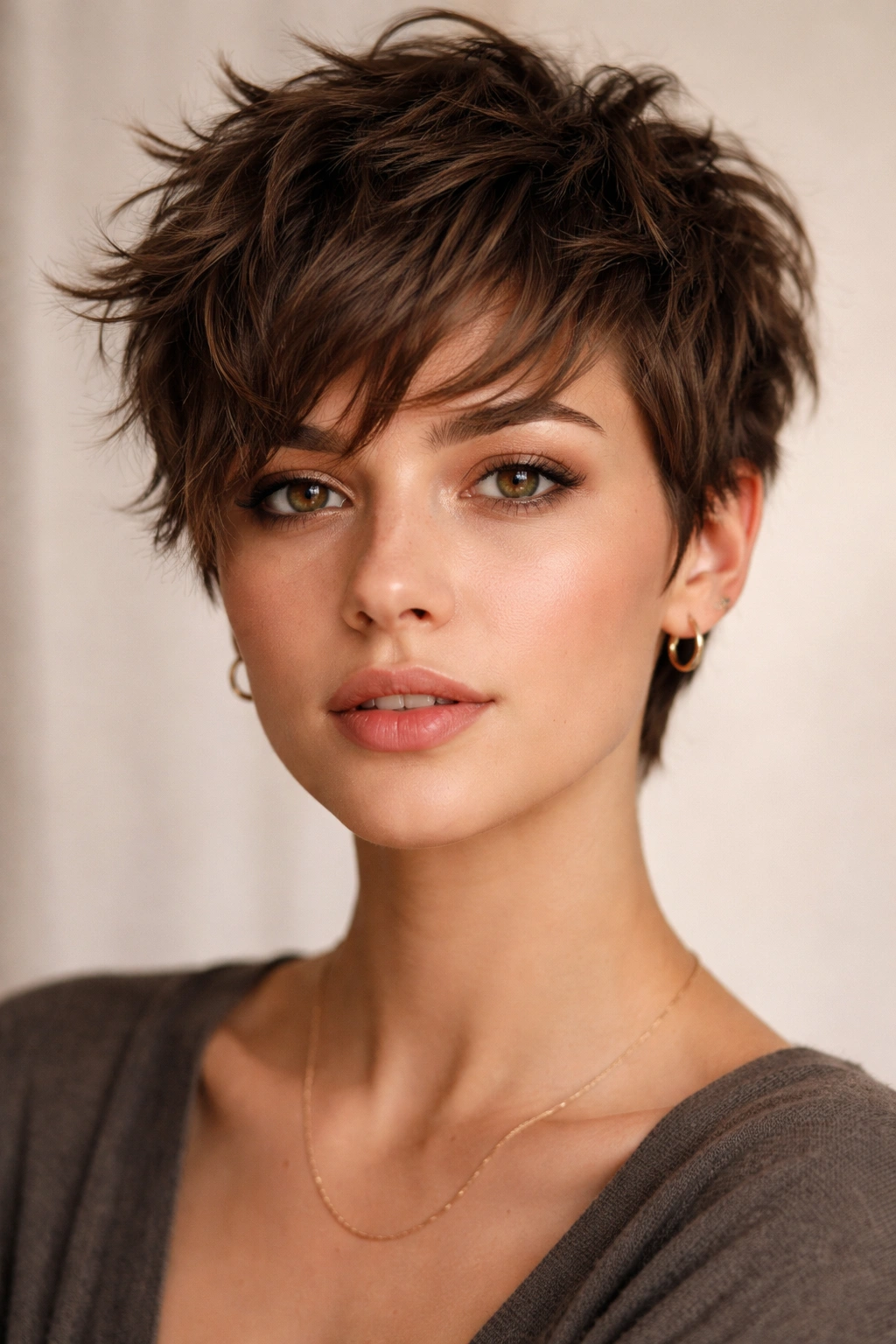 30 Short Haircuts That Flatter Almost Every Woman 7 Close-up of a textured pixie cut with choppy layers