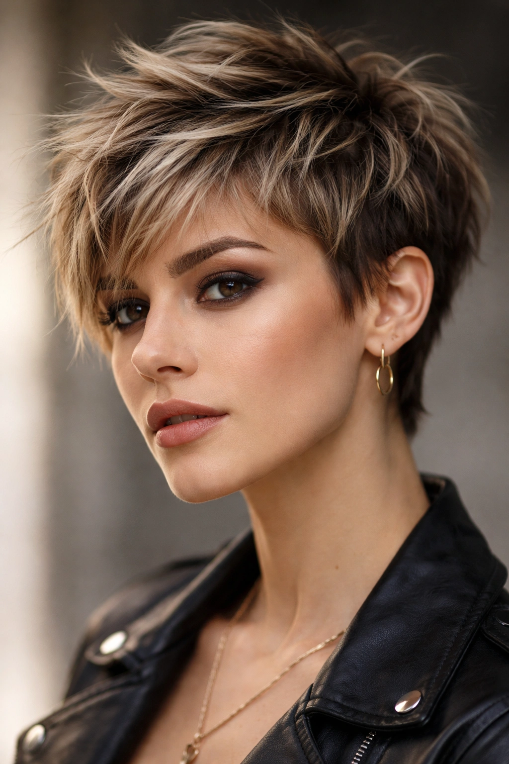 10 Edgy Pixie Haircuts For The Confident Woman 1 Close-up of textured choppy pixie haircut with varied lengths and light reflection