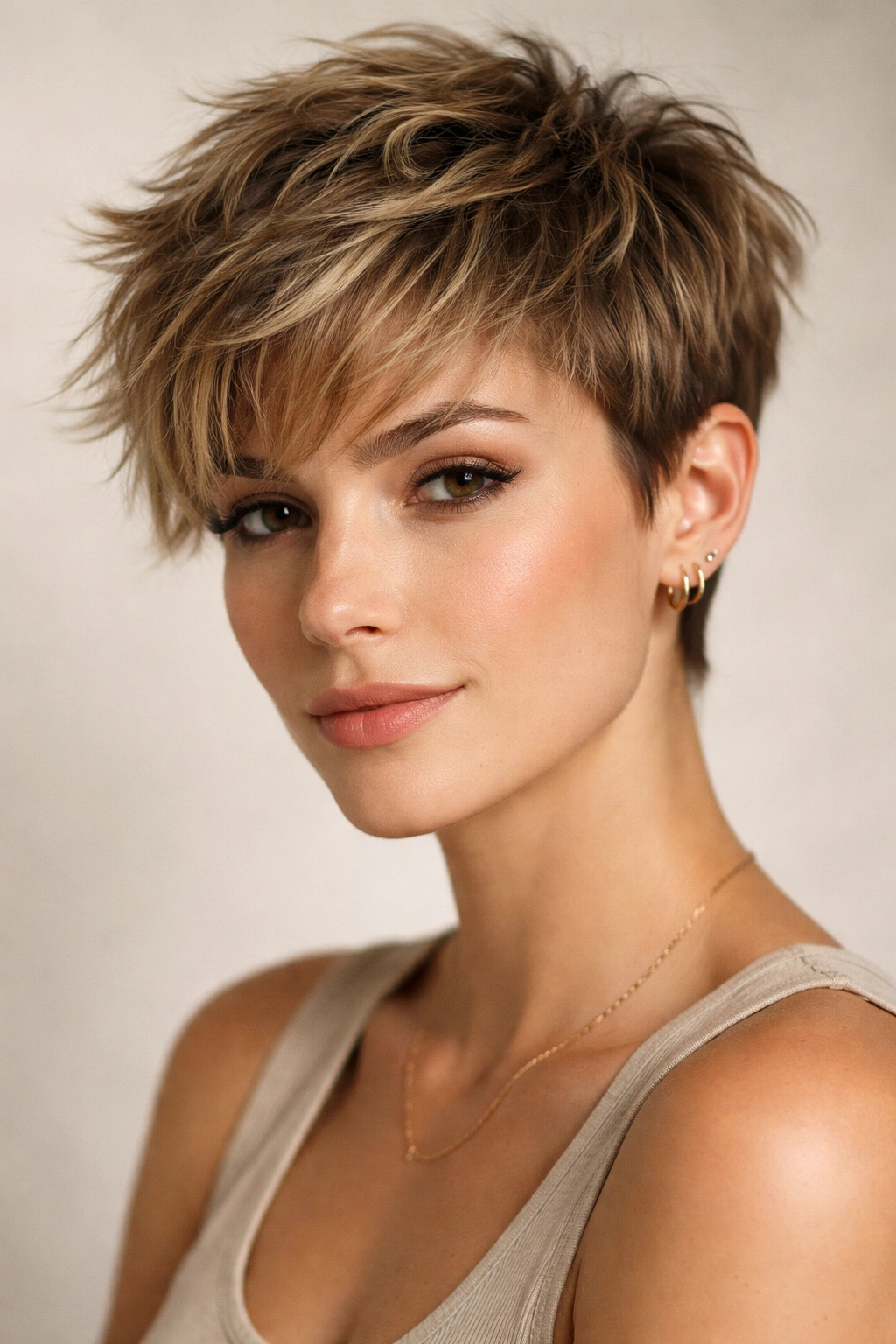 20 Short Pixie Haircuts That Practically Style 2 Portrait of a person with a choppy textured pixie showing uneven layers and movement