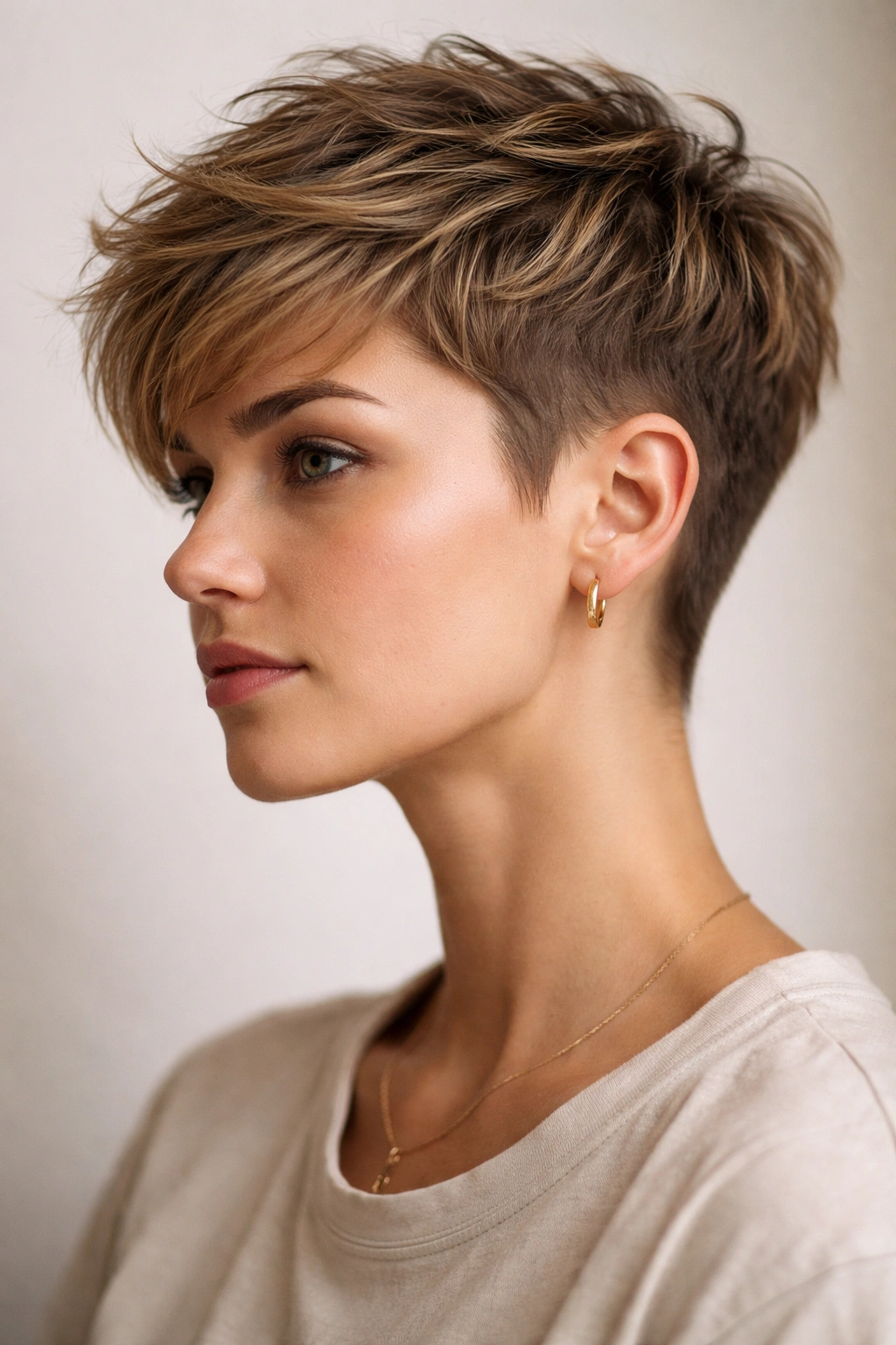15 Short Low Maintenance Cuts For A Busy Life 1 Close-up portrait of a textured pixie with tapered sides hairstyle emphasizing texture