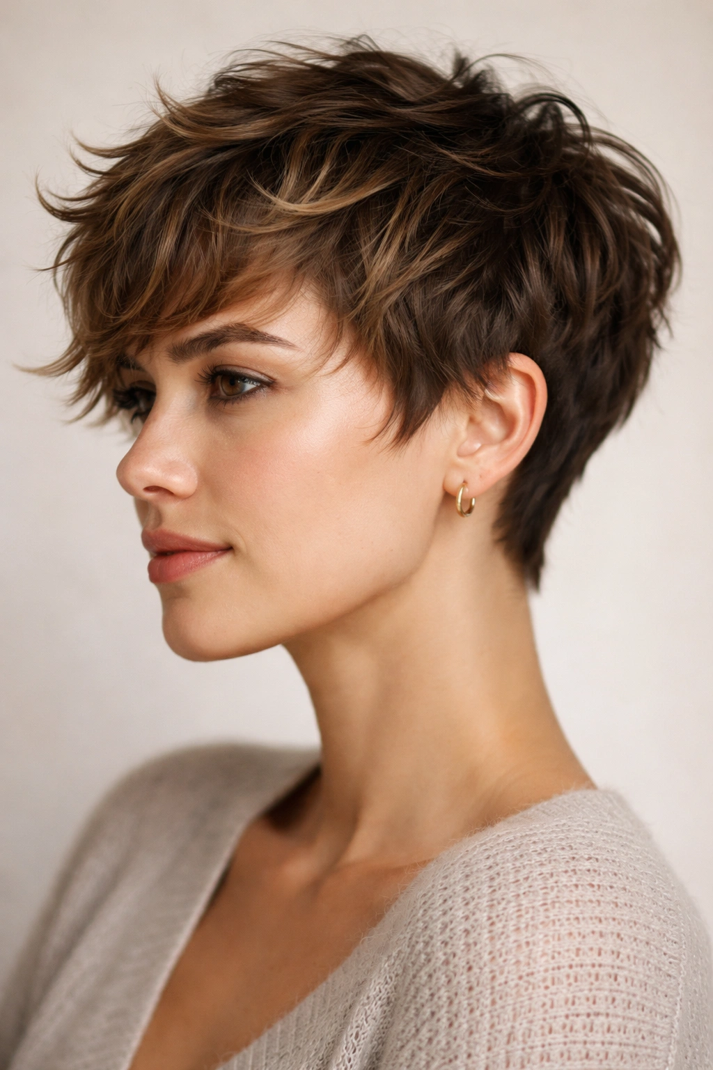 15 Wash And Wear Haircuts For Naturally Wavy Hair 14 Side profile of a textured pixie with longer sides and wavy texture.