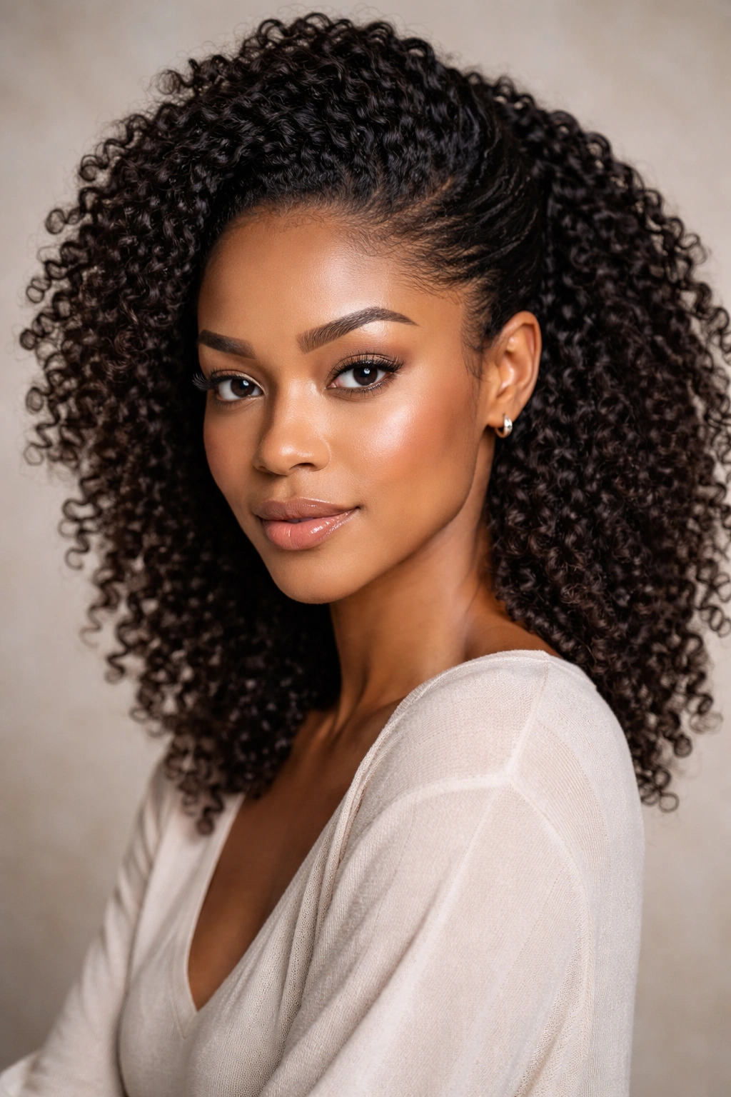 Textured pushback showcasing natural curls and texture