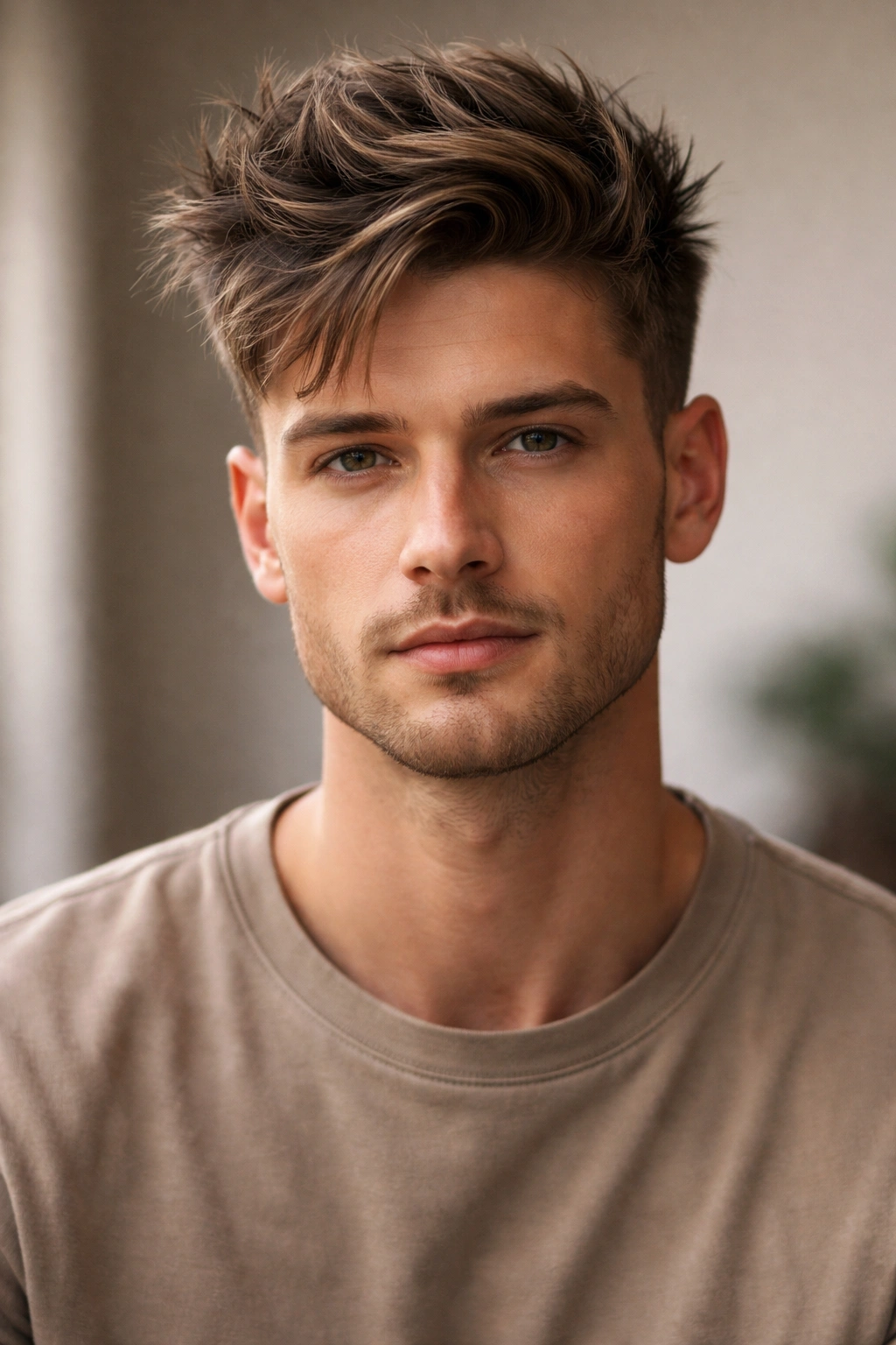 10 Haircuts That Cover Up A Crown Cowlick 8 Frontal portrait of a textured quiff with voluminous top and short sides