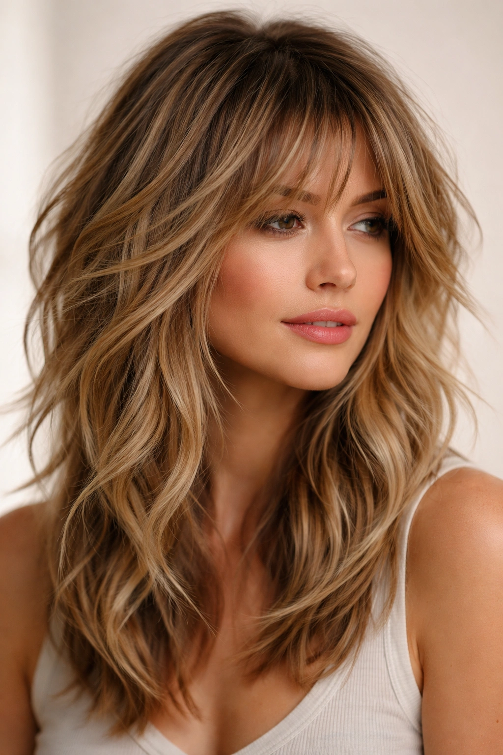 15 Shag Haircuts That Give Fine Hair More Body 14 Textured shag with balayage highlights showing depth and movement in fine hair