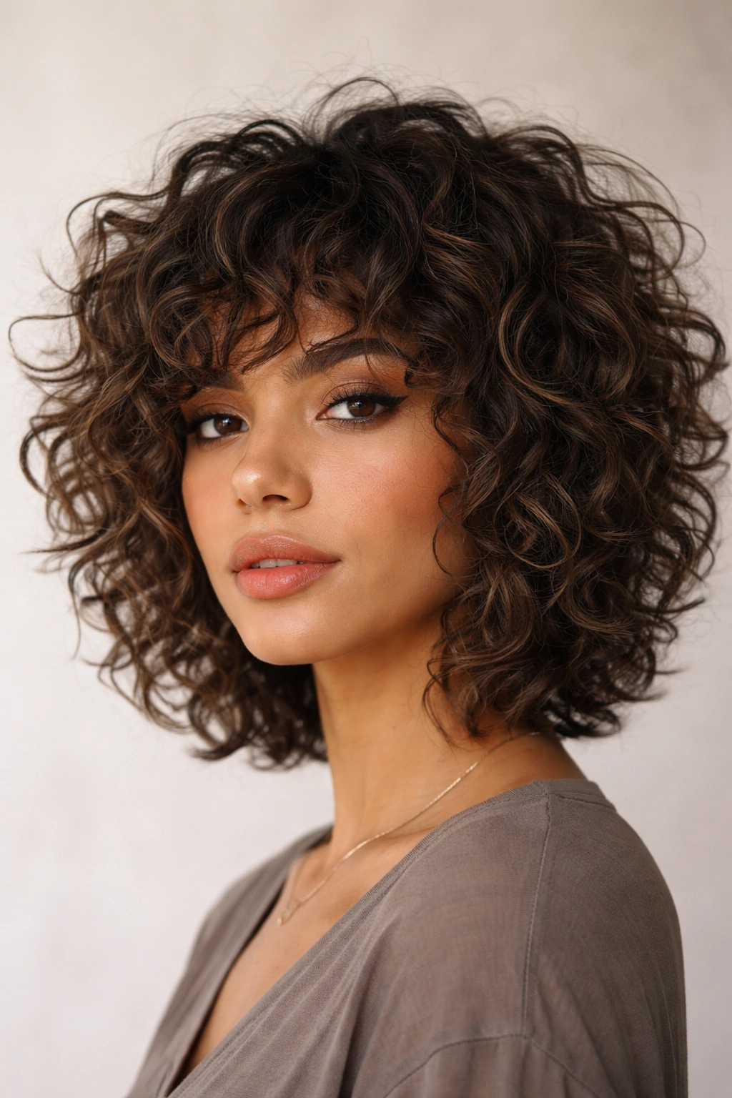 20 Curly Bob Styles For Natural And Permed Curls 1 Close-up of textured shag bob on curly hair with choppy layers