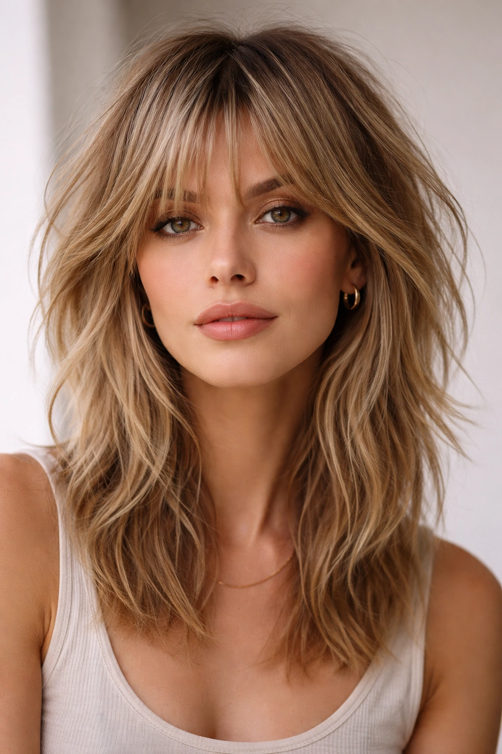 15 Shag Haircuts That Give Fine Hair More Body 1 The Modern Textured Shag hairstyle on a head-and-shoulders portrait with choppy layered texture