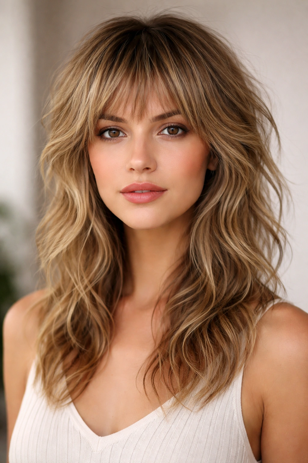 10 Haircuts For Fine Wavy Hair That Hold Shape 1 Close-up of The Textured Shag hairstyle on fine wavy hair showing layered movement