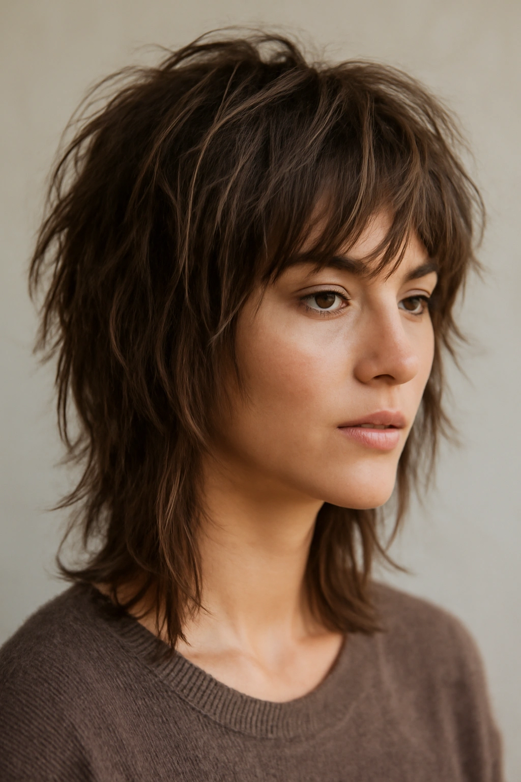 25 Medium Haircuts You’ll Want to Try Immediately 17 Textured shag with choppy layers and tousled waves.