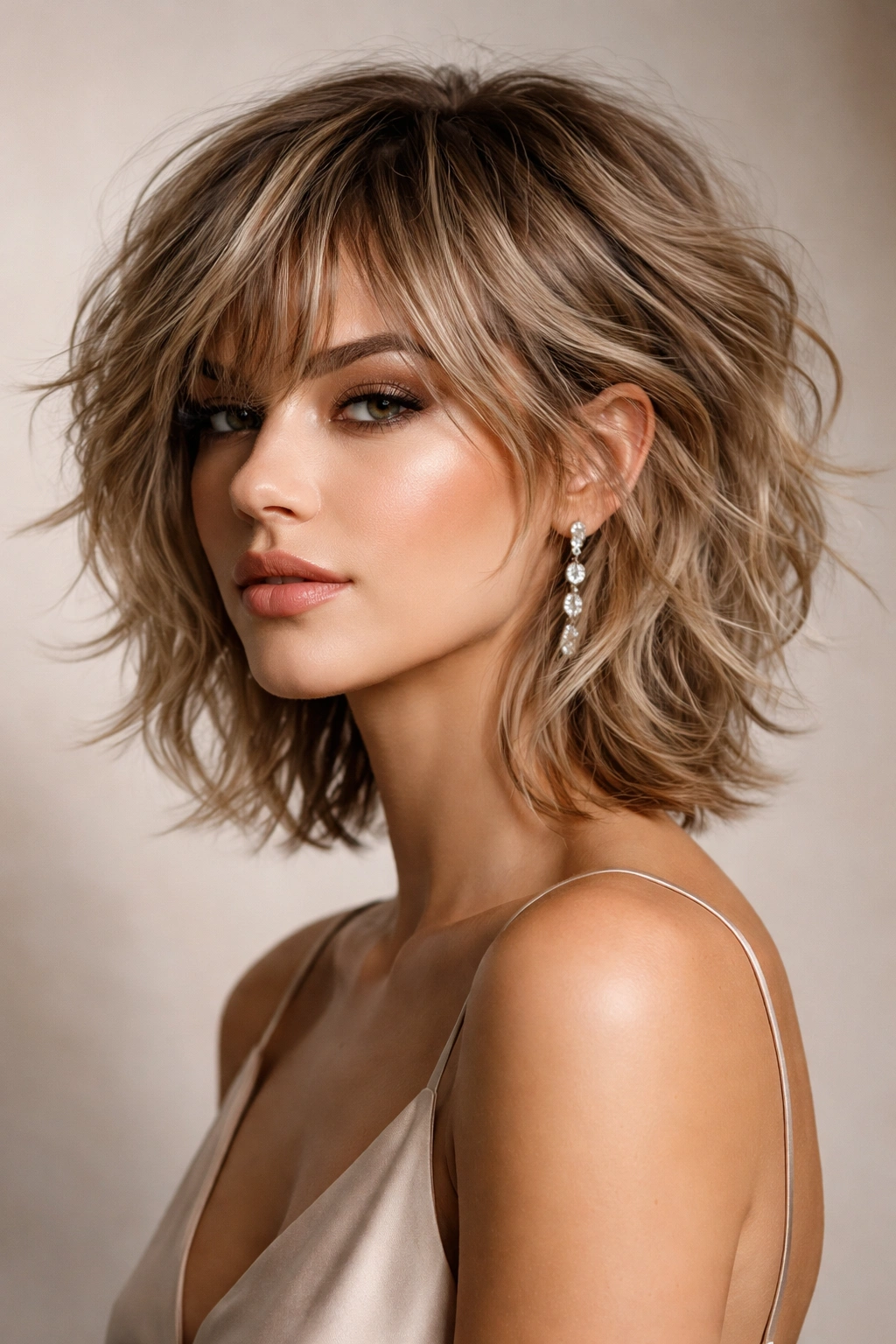Textured shag with movement and piecey definition on short-to-mid hair