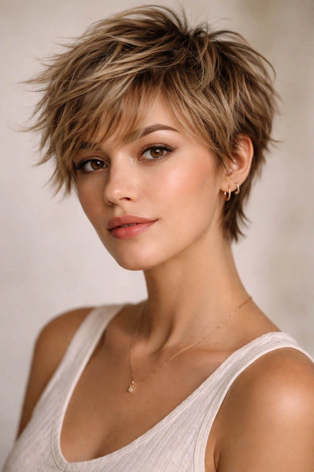 10 Longer Pixie Cuts With A Soft Feminine Feel 1 Close-up of textured shag pixie haircut with choppy layers