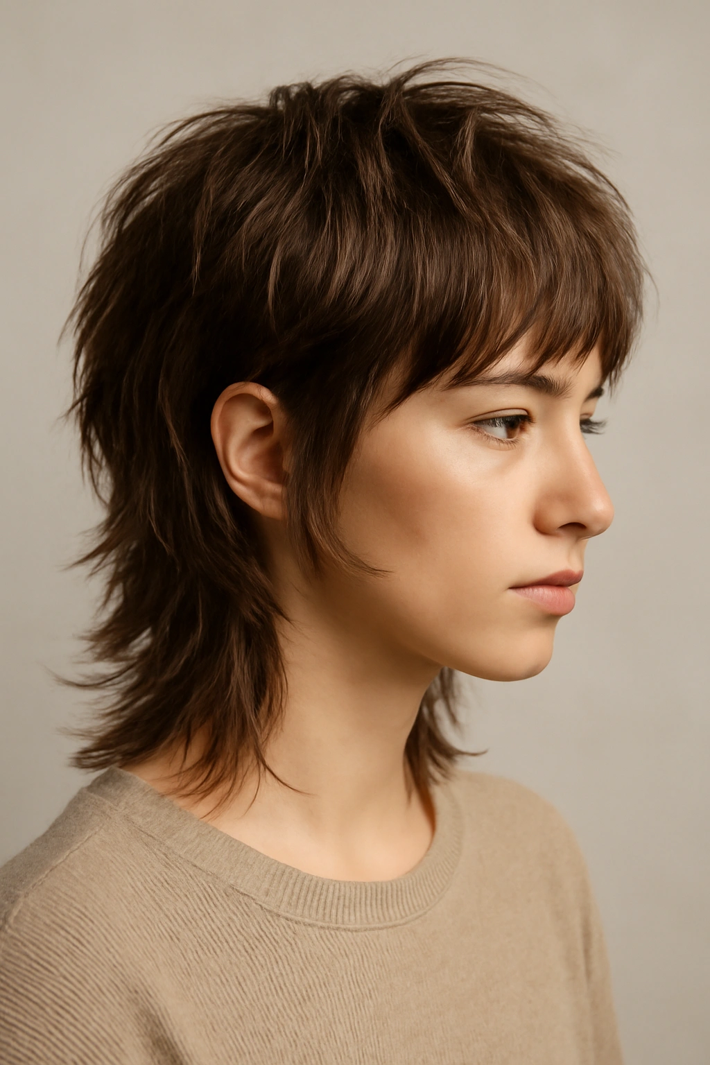 20 Medium Layered Haircuts Stylists Get Asked For Most 20 Profile view of a model with textured shag and hidden undercut around ears and nape