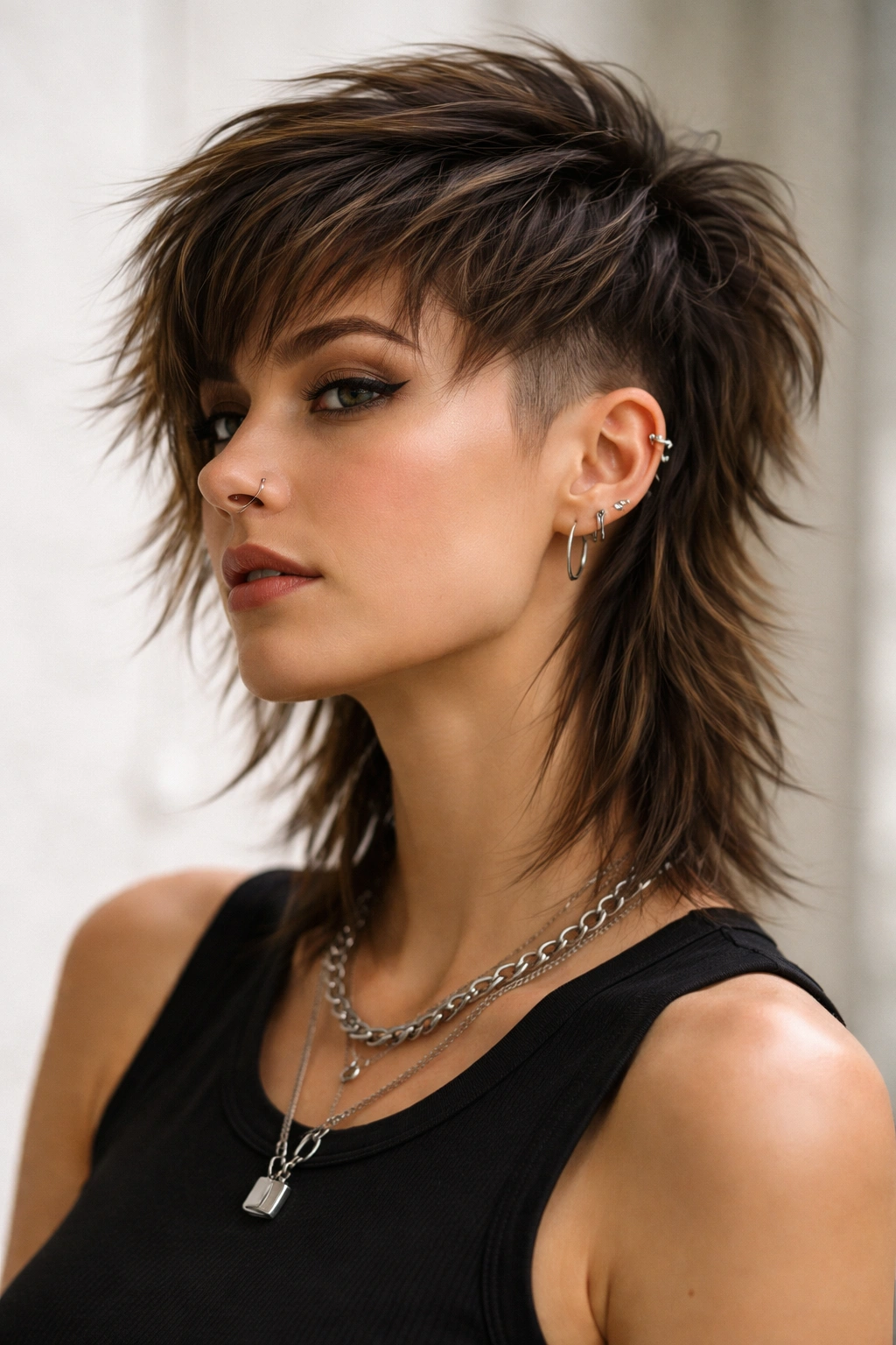 12 Mullet Undercut Styles For Bold Women To Try 2 Portrait showing textured shag undercut hybrid with layered crown and tousled texture