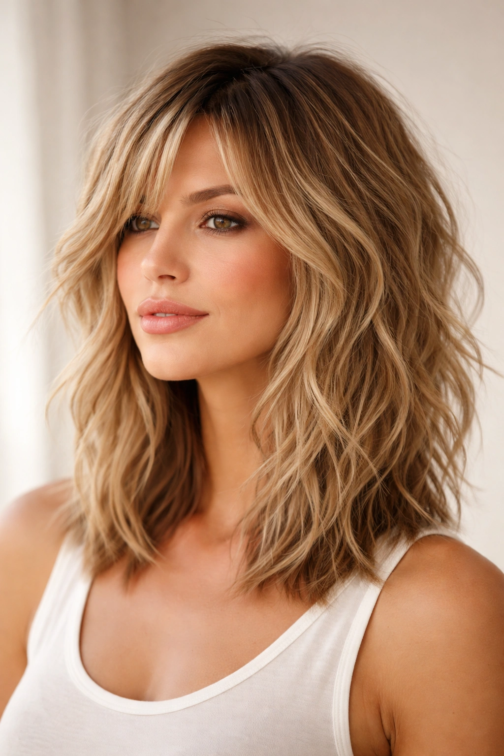 12 Choppy Layer Haircuts That Add Quick Volume 8 Shoulder-length hair with textured choppy layers showing volume and texture