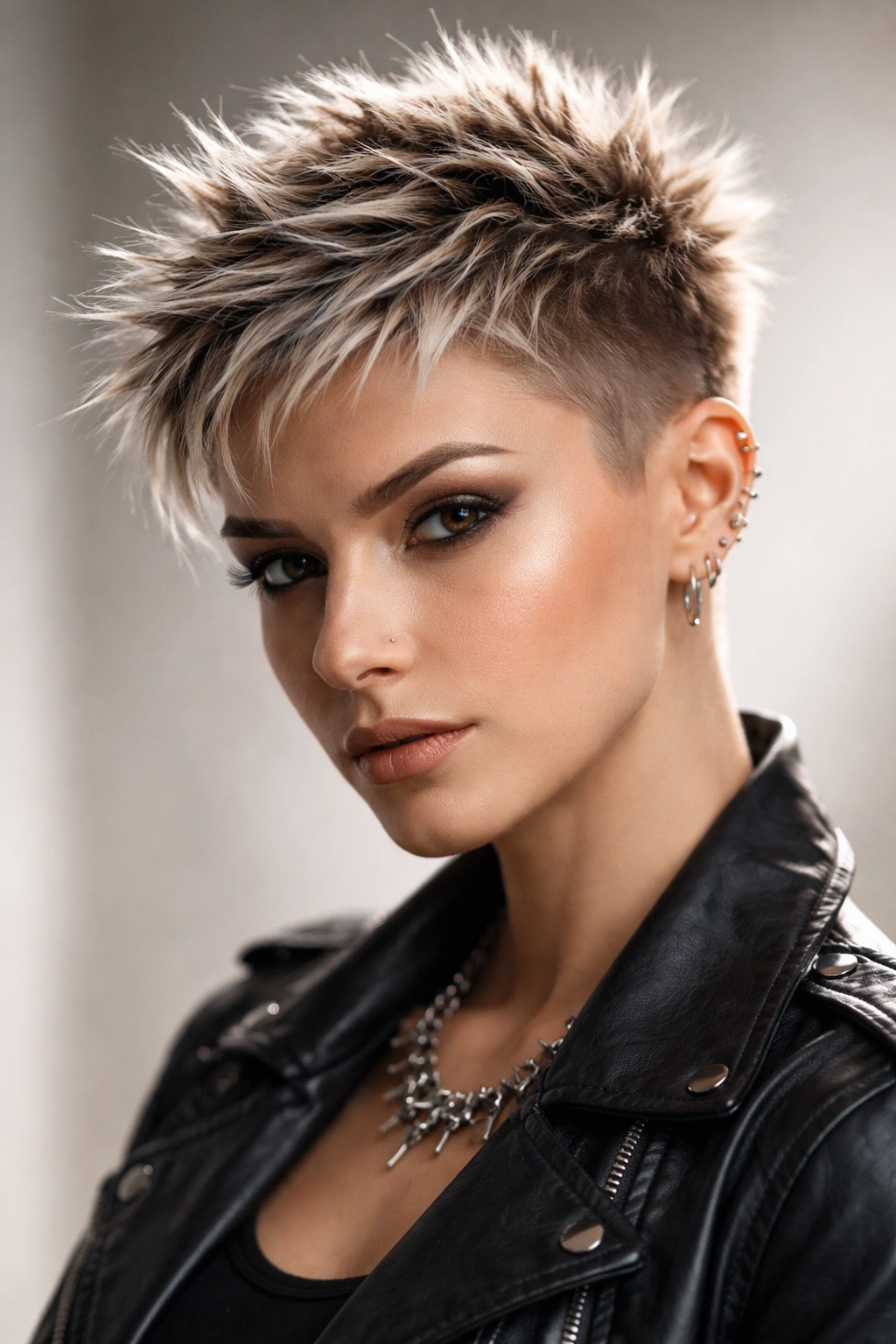 Close-up of a textured spiky crop with upward, choppy layers on top