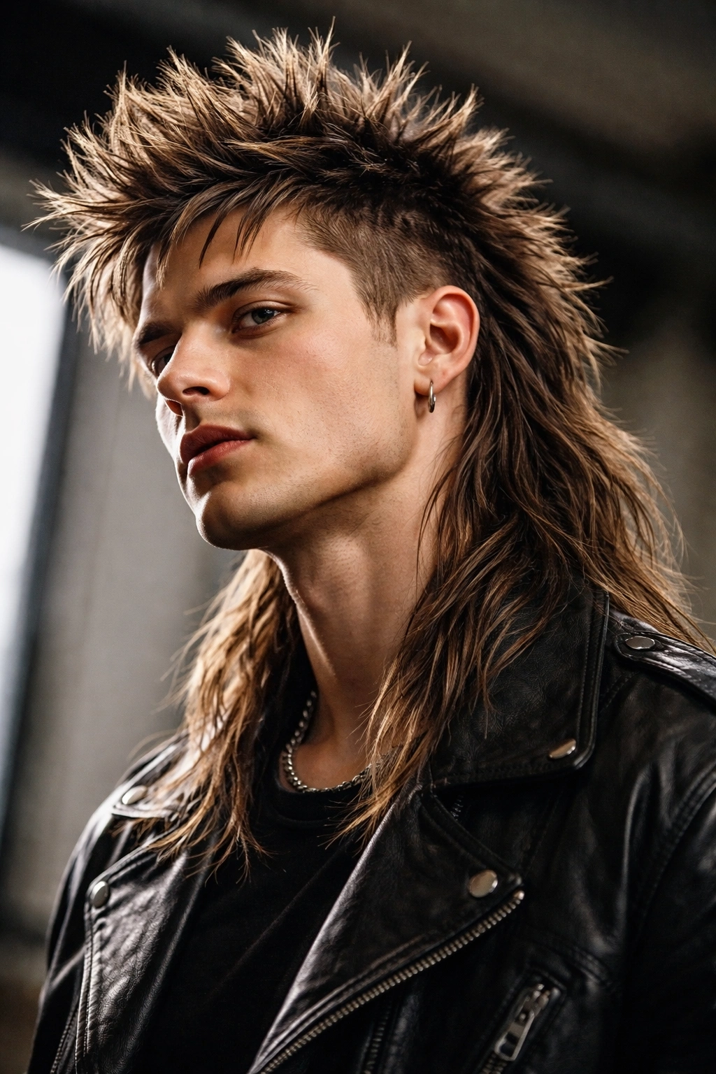 Mullet with textured spiky crown and long flowing back